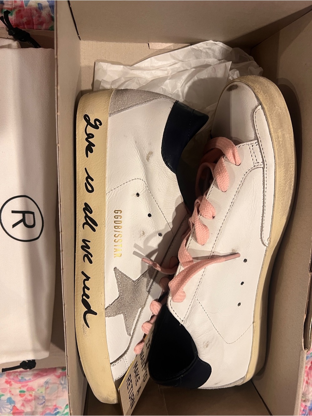 GOLDEN GOOSE SUPER-STAR SNEAKERS WHITE/BLUE Limited Edition Love Is All We Need